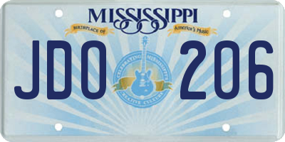 MS license plate JDO206