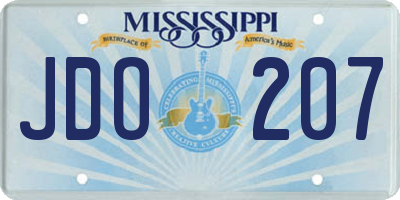 MS license plate JDO207