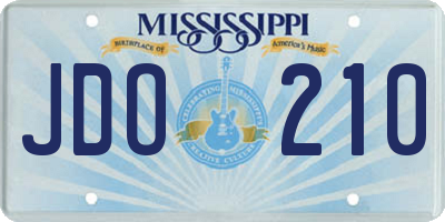 MS license plate JDO210
