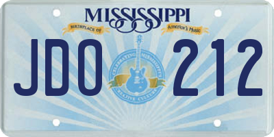 MS license plate JDO212