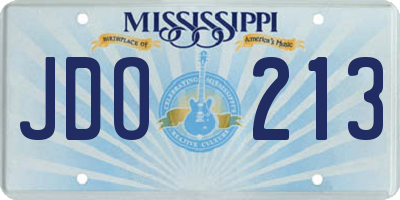 MS license plate JDO213
