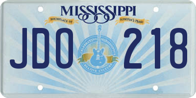 MS license plate JDO218