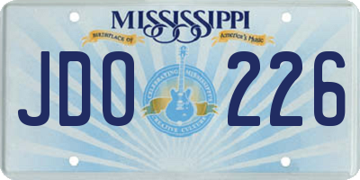 MS license plate JDO226
