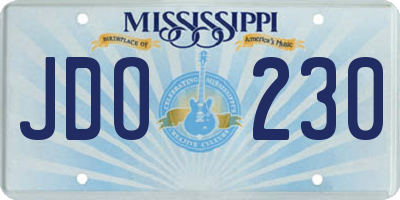 MS license plate JDO230