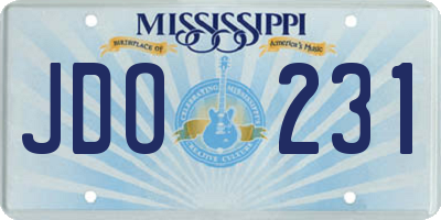 MS license plate JDO231