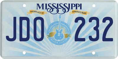 MS license plate JDO232