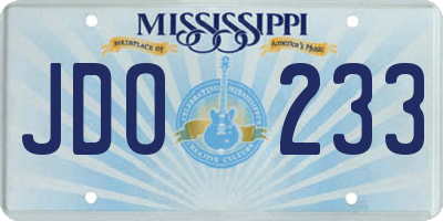 MS license plate JDO233