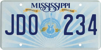 MS license plate JDO234
