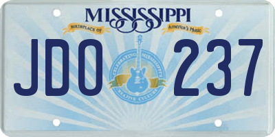 MS license plate JDO237