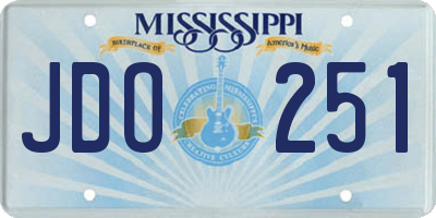 MS license plate JDO251