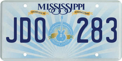 MS license plate JDO283