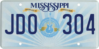 MS license plate JDO304