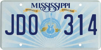 MS license plate JDO314