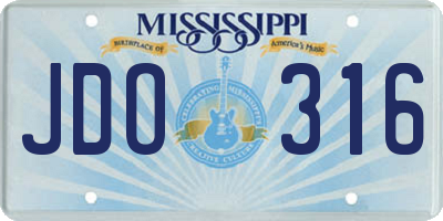 MS license plate JDO316