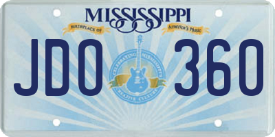 MS license plate JDO360