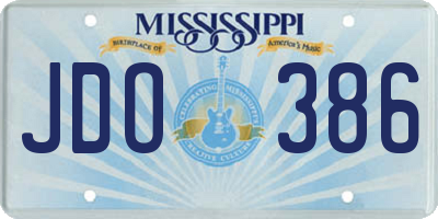 MS license plate JDO386