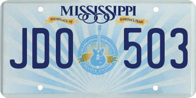 MS license plate JDO503