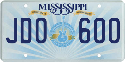 MS license plate JDO600