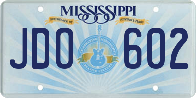 MS license plate JDO602