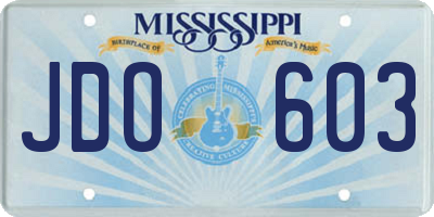 MS license plate JDO603
