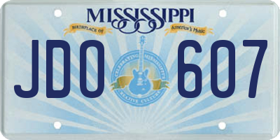 MS license plate JDO607