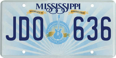 MS license plate JDO636