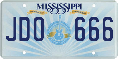 MS license plate JDO666