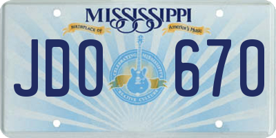 MS license plate JDO670