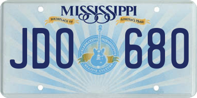 MS license plate JDO680