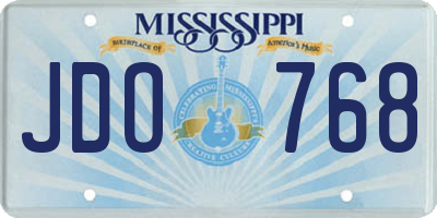 MS license plate JDO768