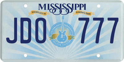 MS license plate JDO777