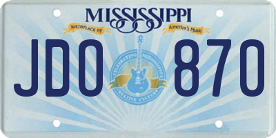 MS license plate JDO870