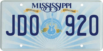 MS license plate JDO920