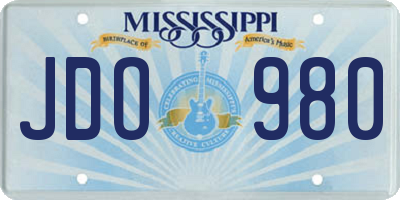 MS license plate JDO980