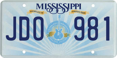 MS license plate JDO981