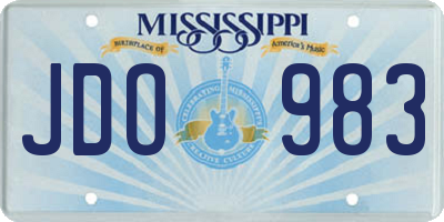 MS license plate JDO983