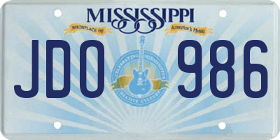 MS license plate JDO986