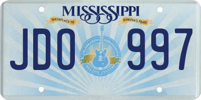 MS license plate JDO997