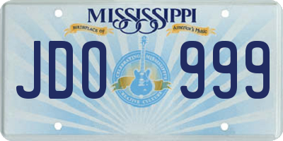 MS license plate JDO999