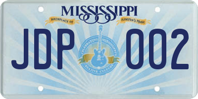 MS license plate JDP002