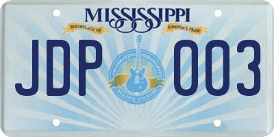 MS license plate JDP003