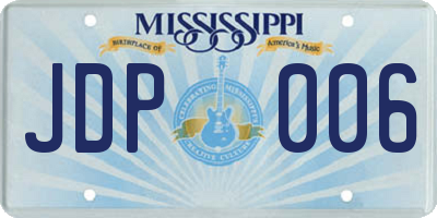 MS license plate JDP006