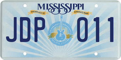 MS license plate JDP011