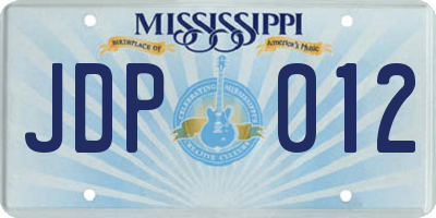 MS license plate JDP012