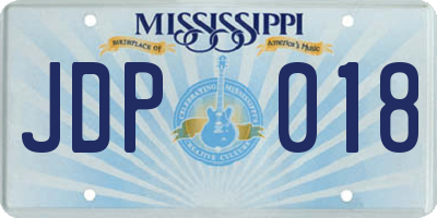 MS license plate JDP018