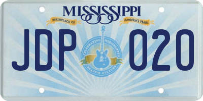 MS license plate JDP020