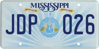 MS license plate JDP026
