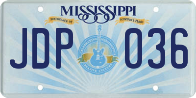 MS license plate JDP036
