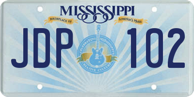 MS license plate JDP102