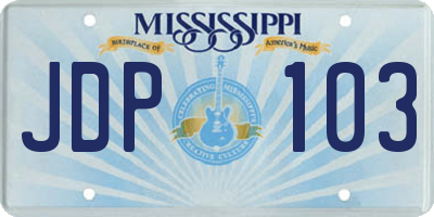 MS license plate JDP103